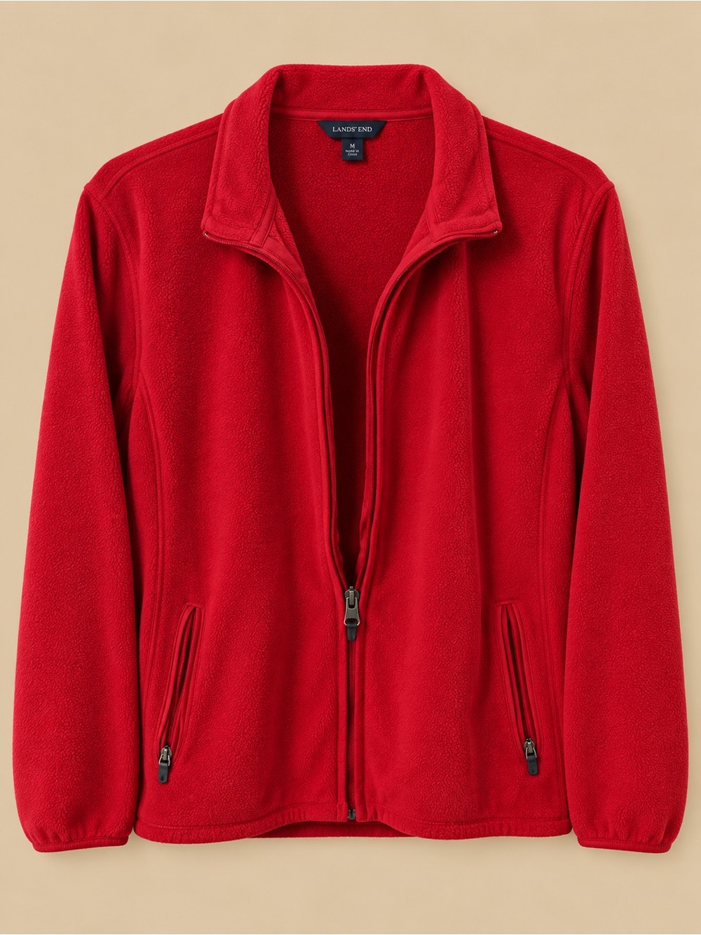 Lands' End Women's Bright Red Teddy Fleece Jacket